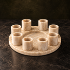 Set Circular beige con ocho shots de piedra