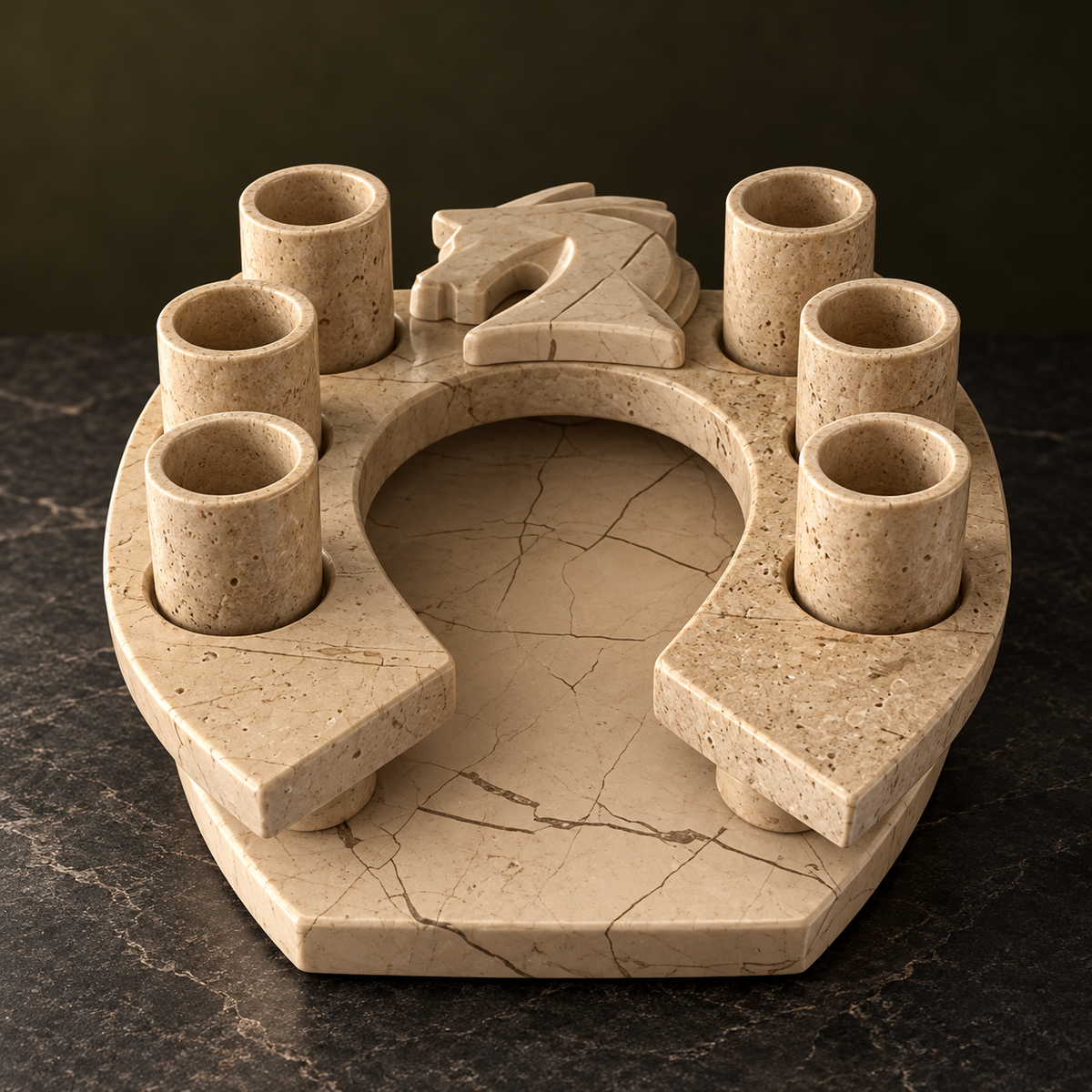 Set portabotellas de piedra herradura-Beige
