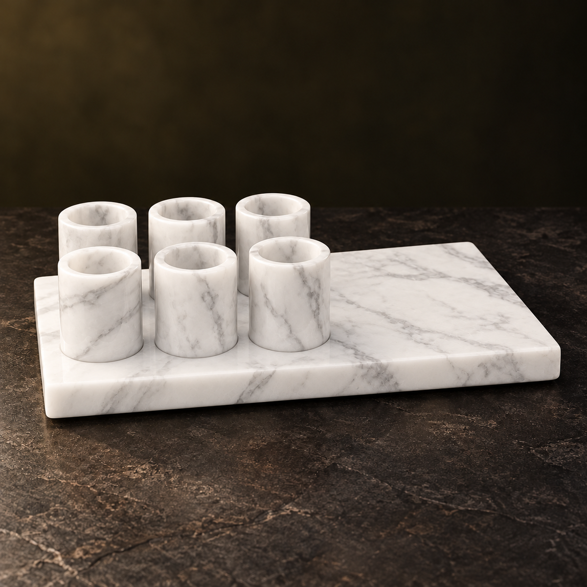 Set portabotellas de piedra rectangular-Blanco