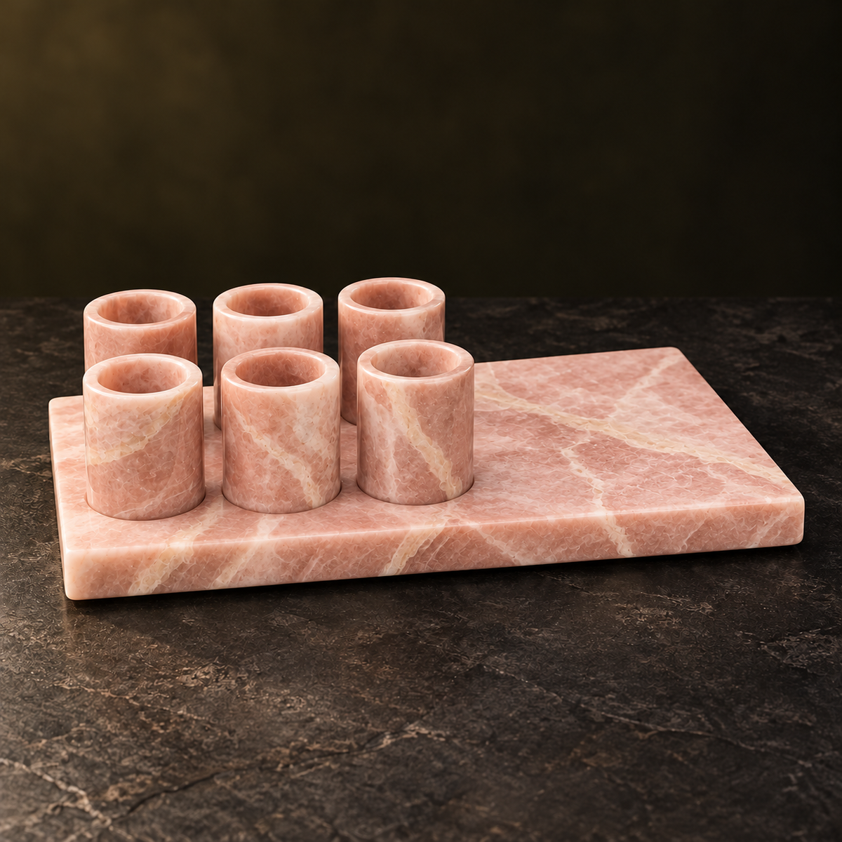 Set portabotellas de piedra rectangular-Rosa